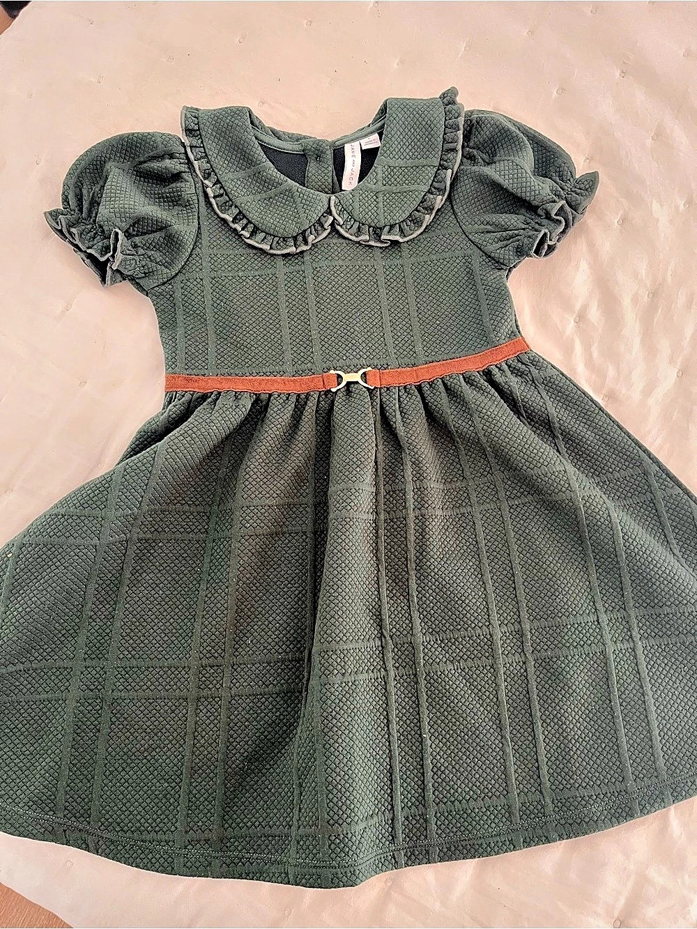 Janie and Jack The Equestrian Collared Dress Green & Brown